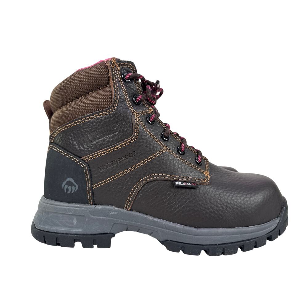 Wolverine Piper Work Boot Womens 6 Wide Composite Toe WP Brown Leather EH SR‎